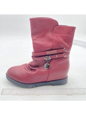 Girls Ankle Boots Side Zipper Low Heels Boots Little Kid/Big Kid Red